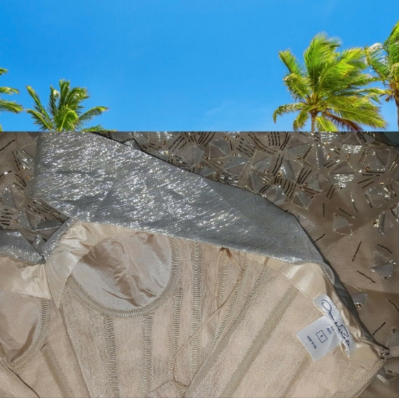 *$6,000 OSCAR DE LA RENTA EXQUISITE SILK GOLD BEAD EMBROID RUNWAY DRESS 6, 8 - Picture 4 of 10